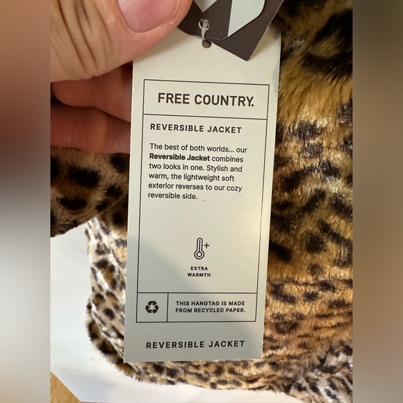 Free Country Girls Leopard/Black Reversible Winter Jacket NWT Size XL 16 - Picture 3 of 8